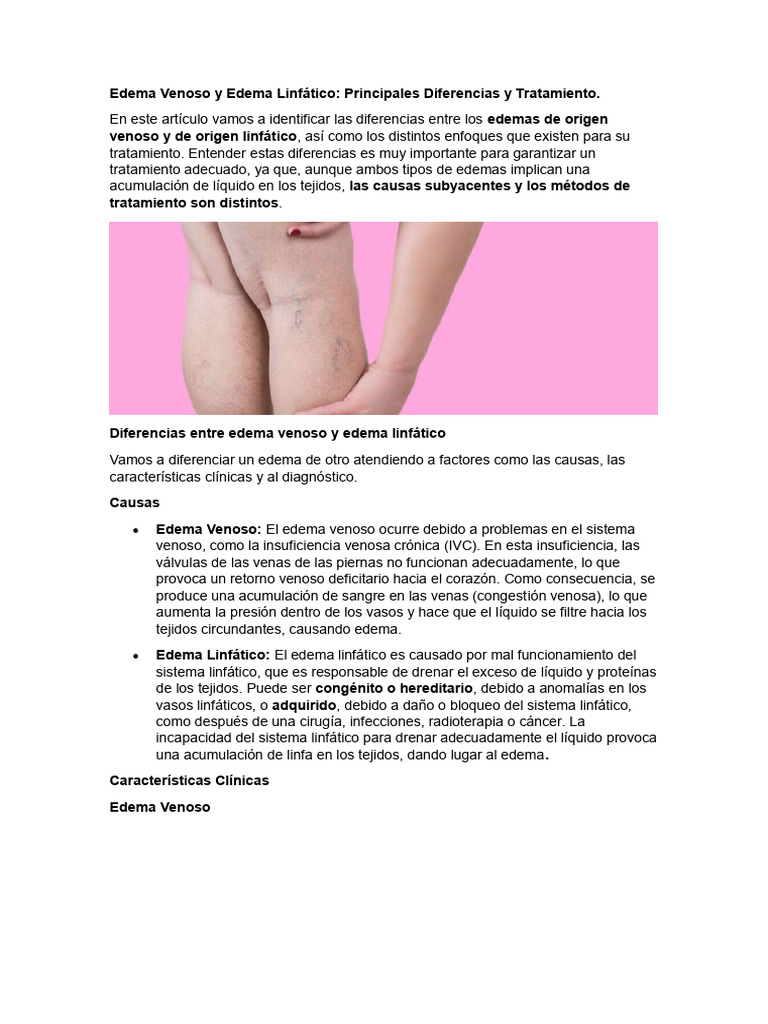 Diferencias y Tratamientos de Edemas | PDF | Edema | Sistema linfático