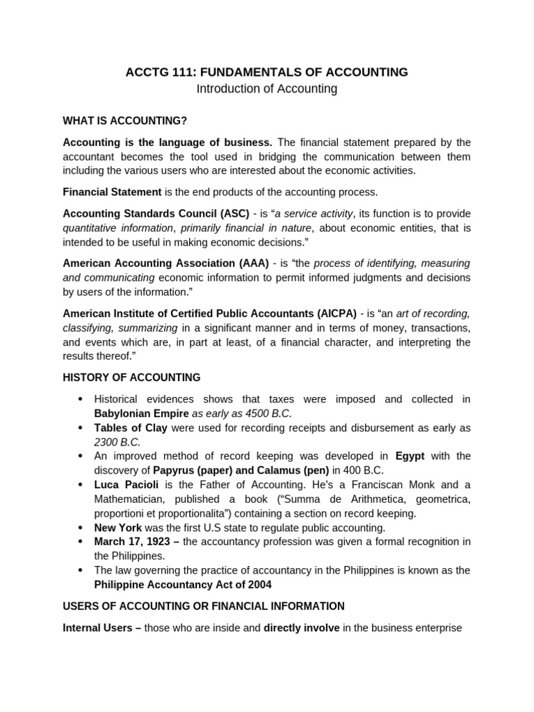 Fundamentals of Accounting Overview | PDF | Partnership | Accounting