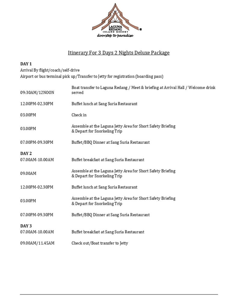 Itinerary 3D2N | PDF