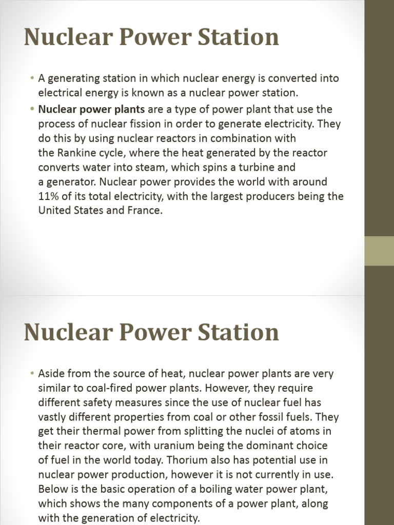 Overview of Nuclear Power Stations | PDF | Nuclear Power | Nuclear Reactor