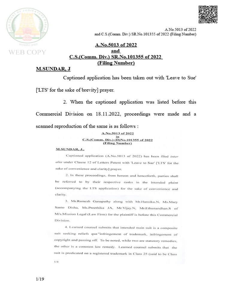 Leave to Sue Application Analysis | PDF | Lawsuit | Separation Of Powers