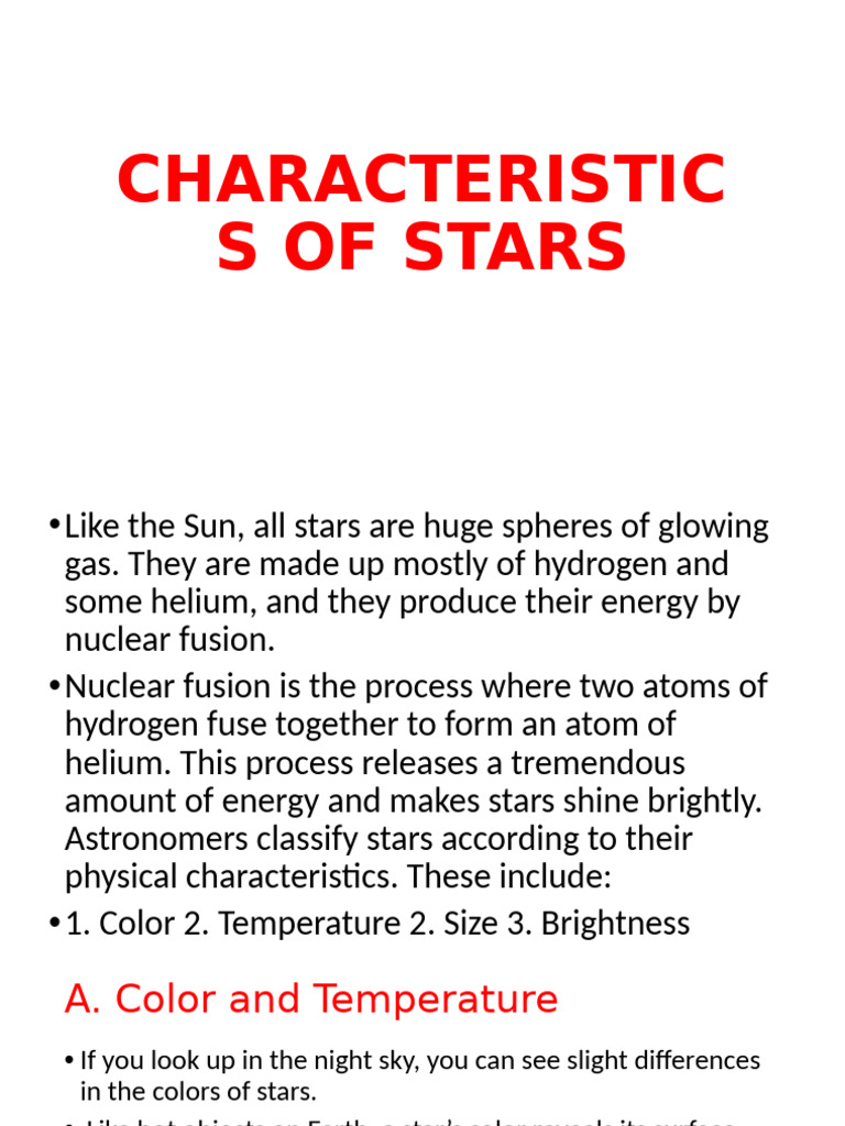 Characteristics of Stars Explained | PDF | Stars | Sun