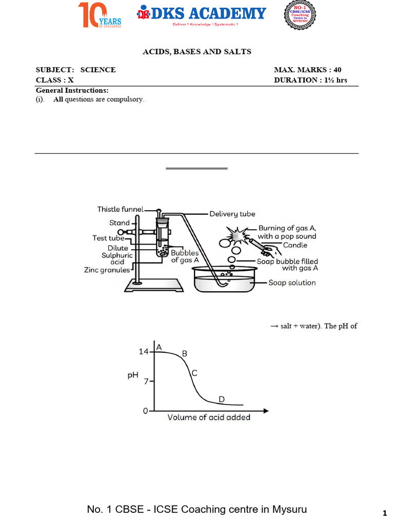 Acids, Bases, and Salts Exam Paper | PDF | Acid | Sodium Carbonate