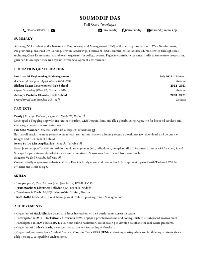 NewSoumodipCV | PDF | Web Development | Computing