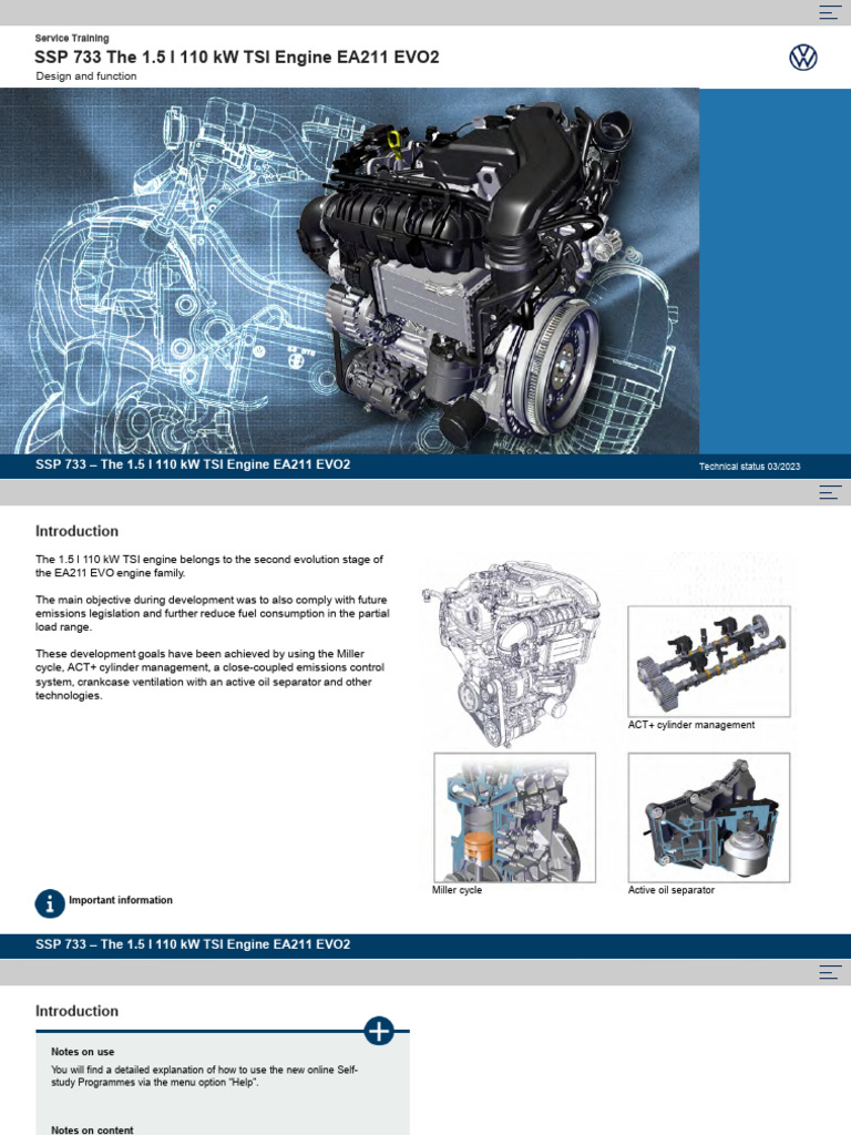 SSP00073320-Nr 733 The 1 5 L 110 KW TSI Engine EA211 EVO2 | PDF ...