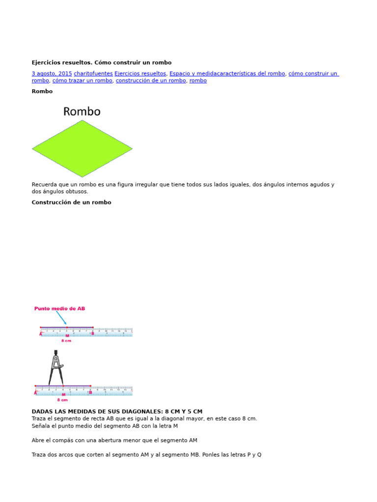 Cómo construir un rombo paso a paso | PDF | Matemática Elemental ...