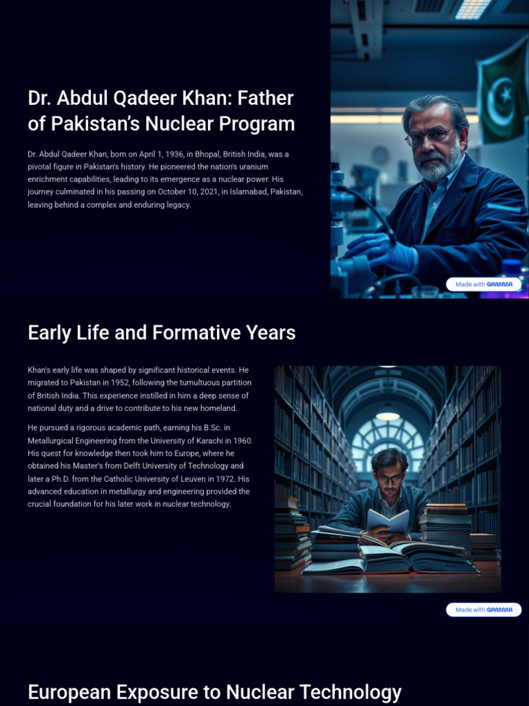 Dr Abdul Qadeer Khan Father of Pakistans Nuclear Program | PDF ...