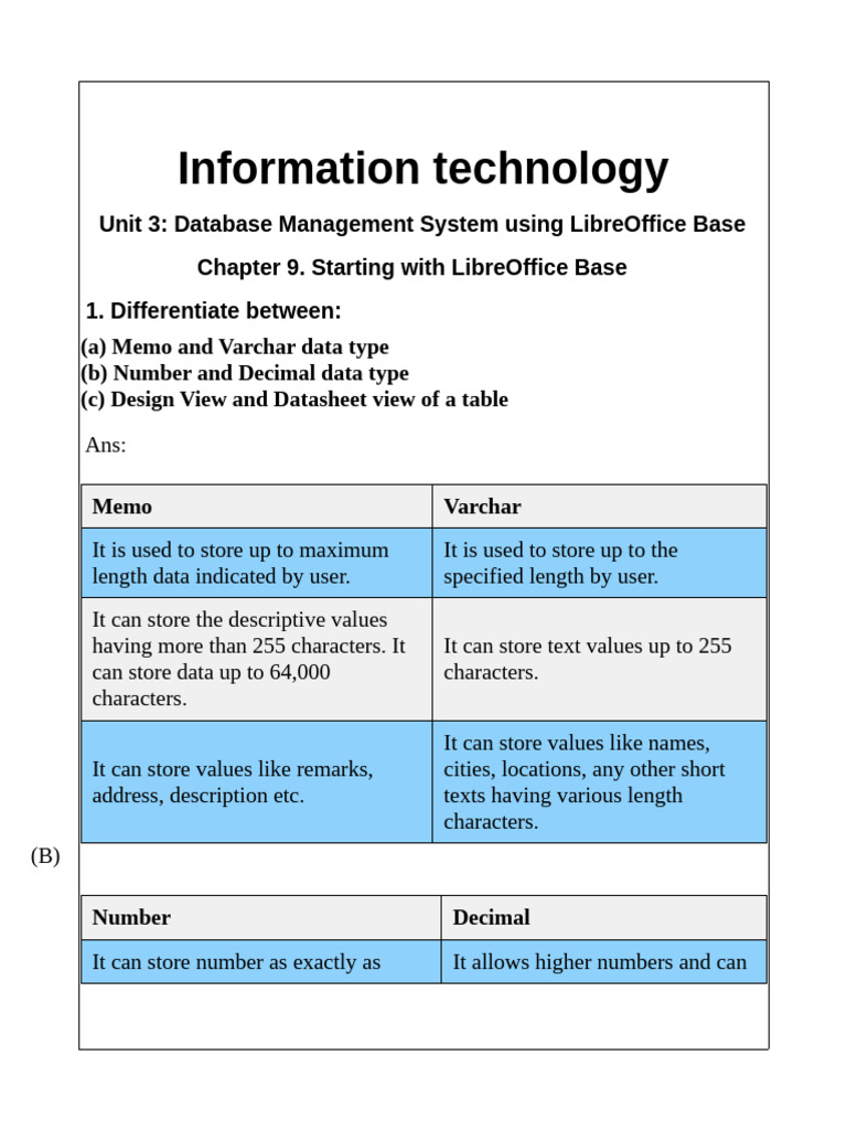 LibreOffice Base: Data Types & Views | PDF | Data Type | Databases