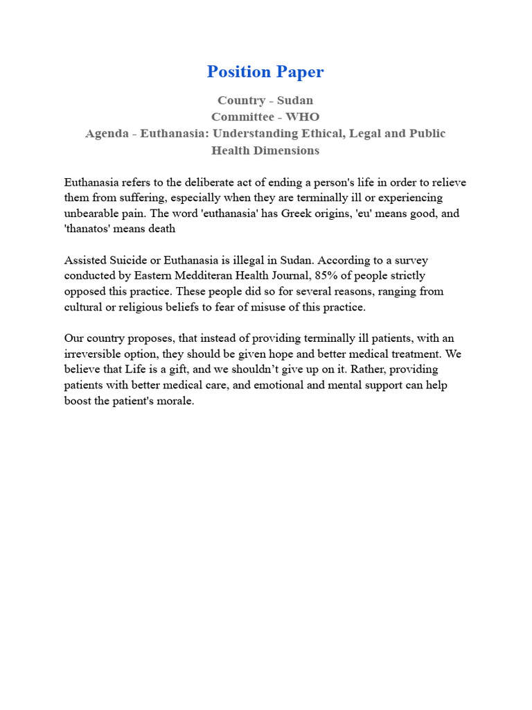 Sudan's Stance on Euthanasia Ethics | PDF