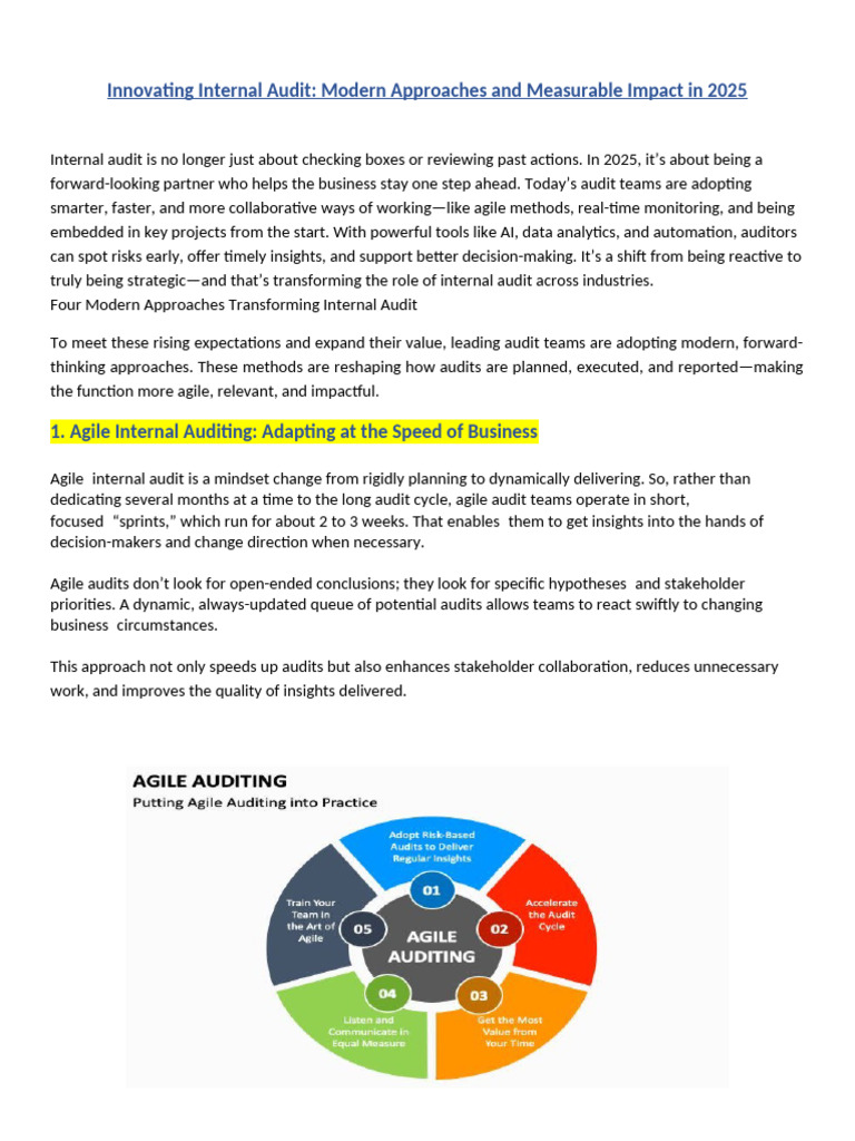 Modernizing Internal Audit Strategies | PDF | Internal Audit | Agile ...