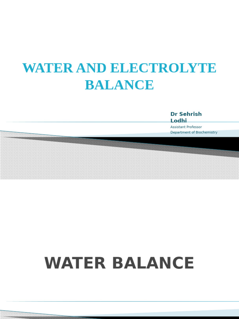 Water and Electrolyte Homeostasis | PDF | Dehydration | Cholera