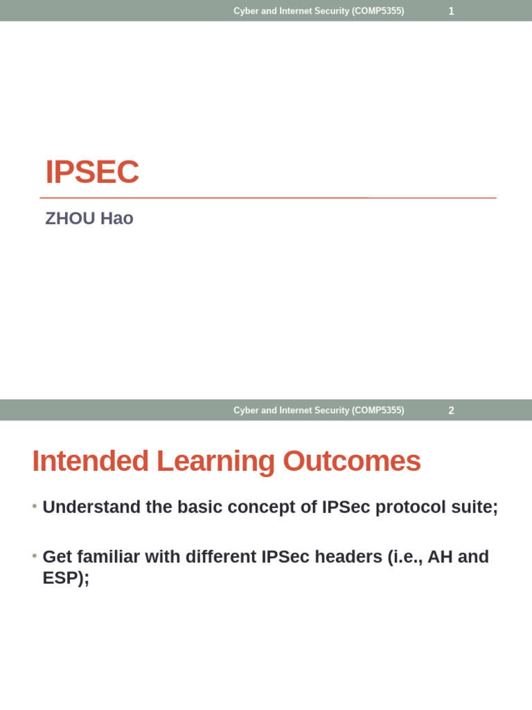Lecture 8 IPSec Blackboard | PDF | Internet Protocols | Network Packet