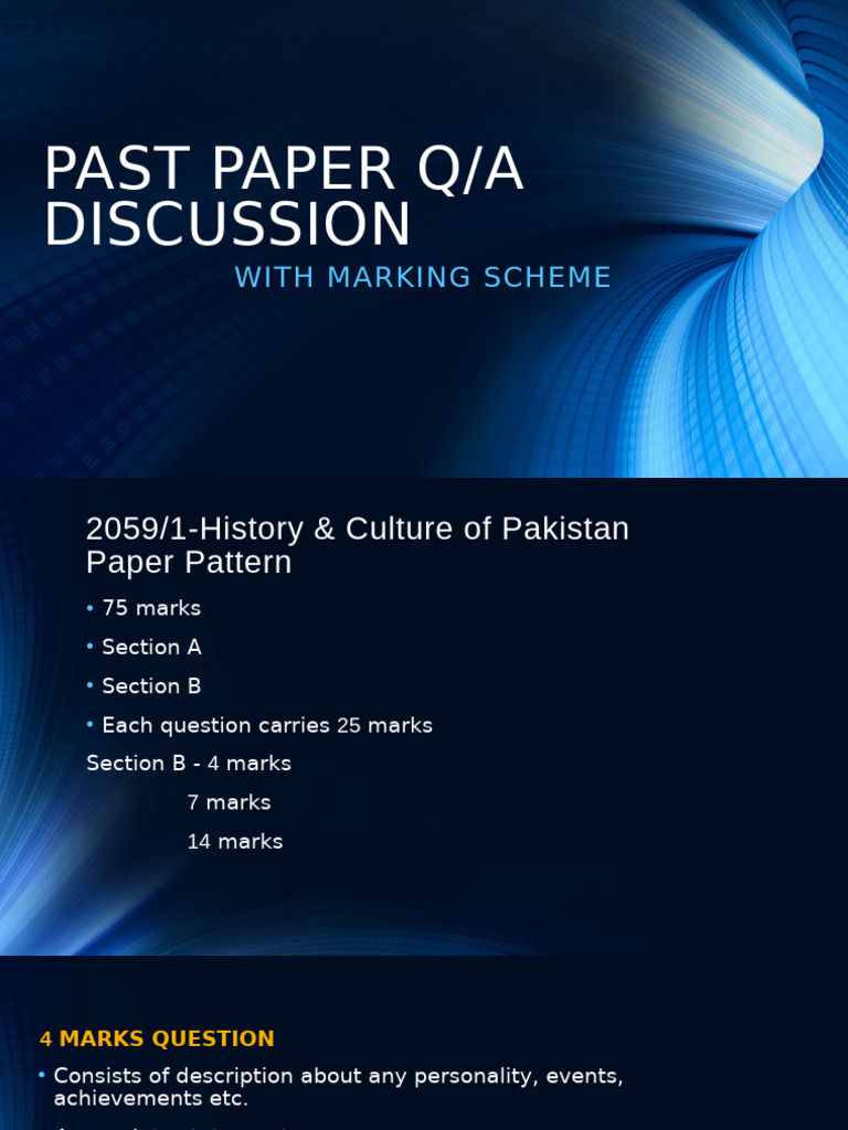 PAST PAPER Qs Marking Scheme | PDF