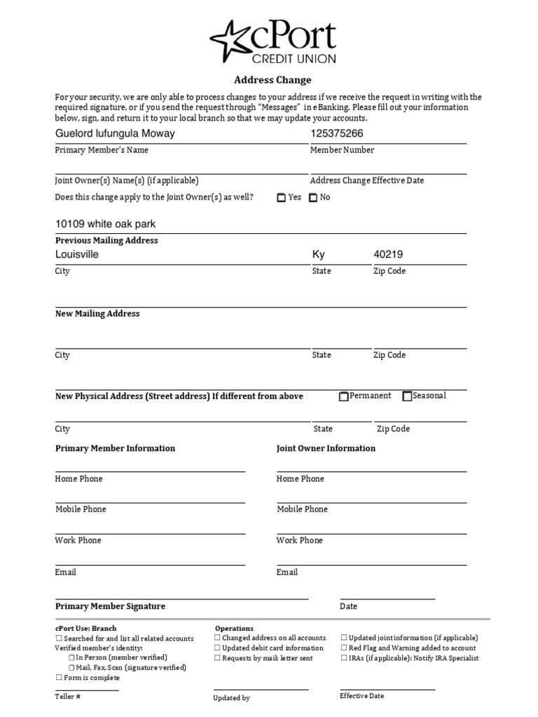 Address Change Request Form | PDF