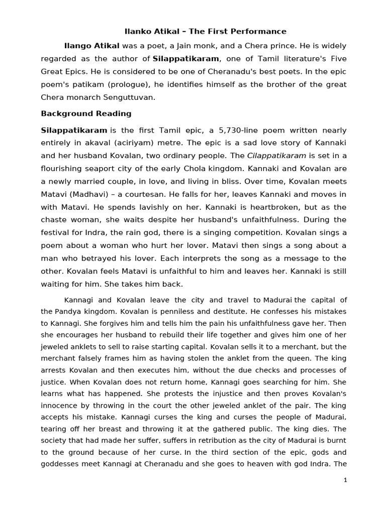 Ilango Atikal's First Performance Poem | PDF