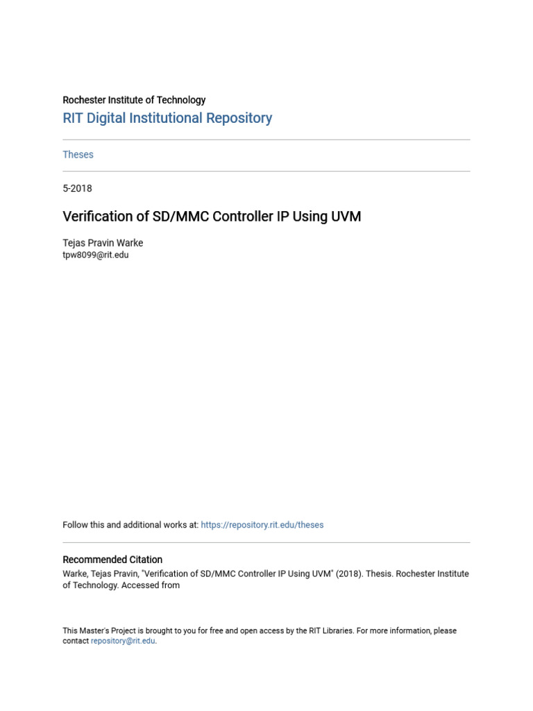 SD/MMC Controller IP Verification UVM | PDF | System On A Chip ...