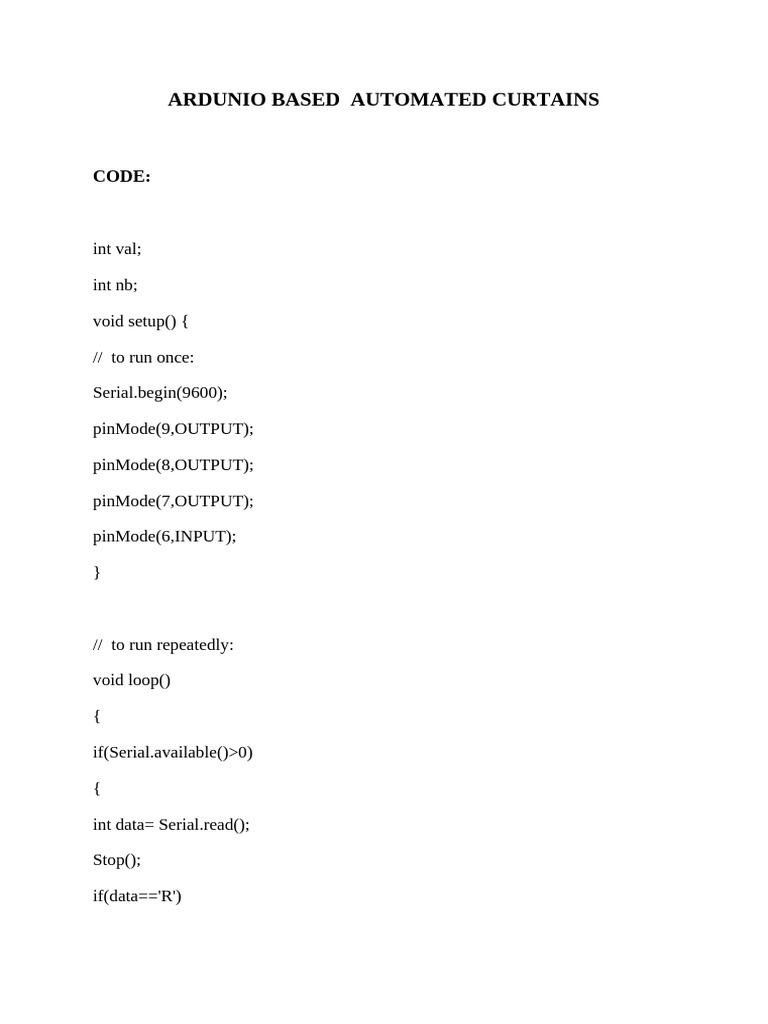 Ardunio Based Automated Curtains | PDF