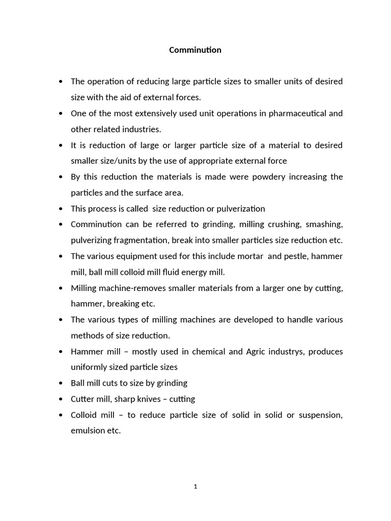 Comminution Material 2025 Pdf Mill Grinding Bioavailability