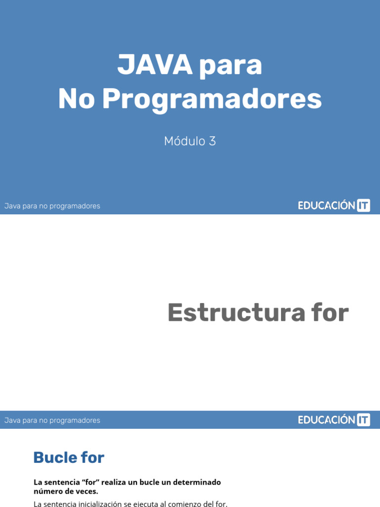 Estructura del bucle for en Java | PDF
