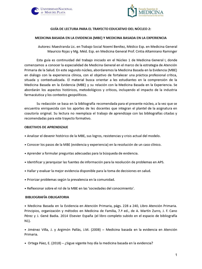 Guía de Medicina Basada en Evidencia | PDF | Evidencia basada en ...