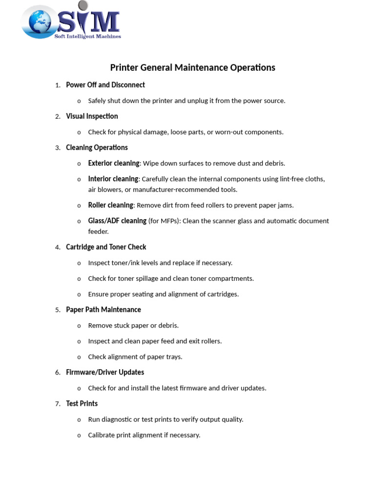 Printer Preventive Maintenance Guide | PDF | Image Scanner | Printer ...