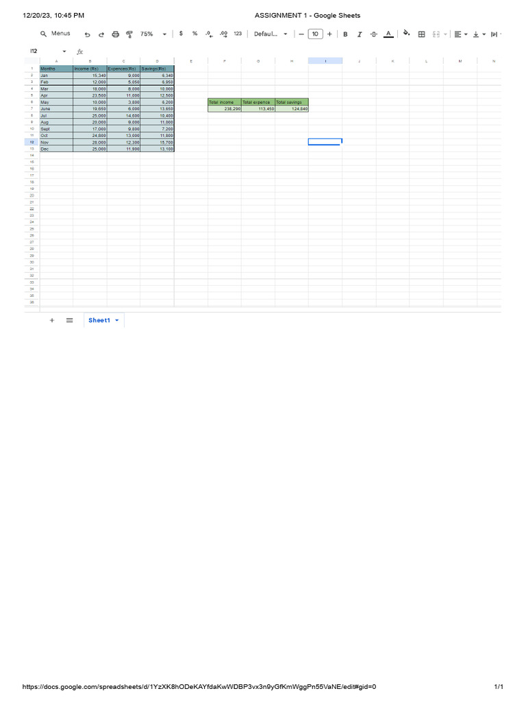 Google Sheets Assignment Overview | PDF