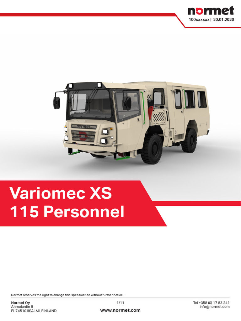Variomec XS 115 Personnel Overview | PDF | Truck | Seat Belt