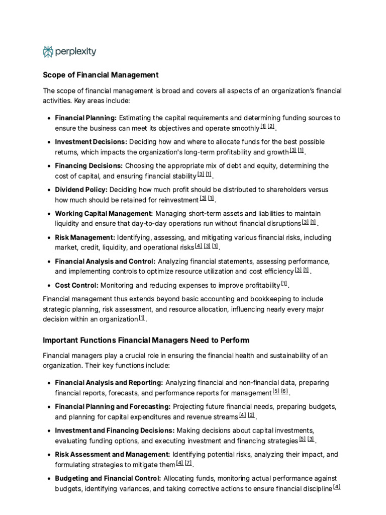 Overview of Financial Management Scope | PDF | Net Present Value | Cost ...