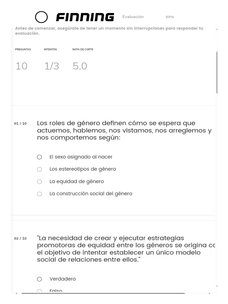 Evaluación sobre Roles de Género y Equidad | PDF