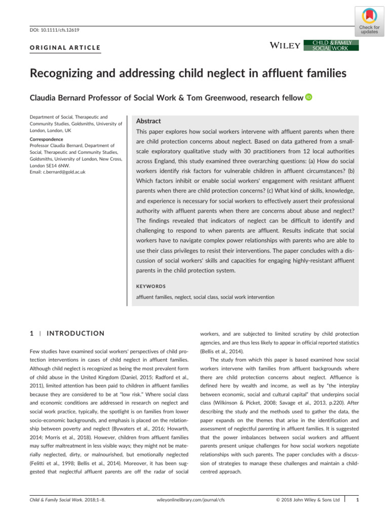 Child Neglect in Affluent Families | PDF | Child Neglect | Child Abuse