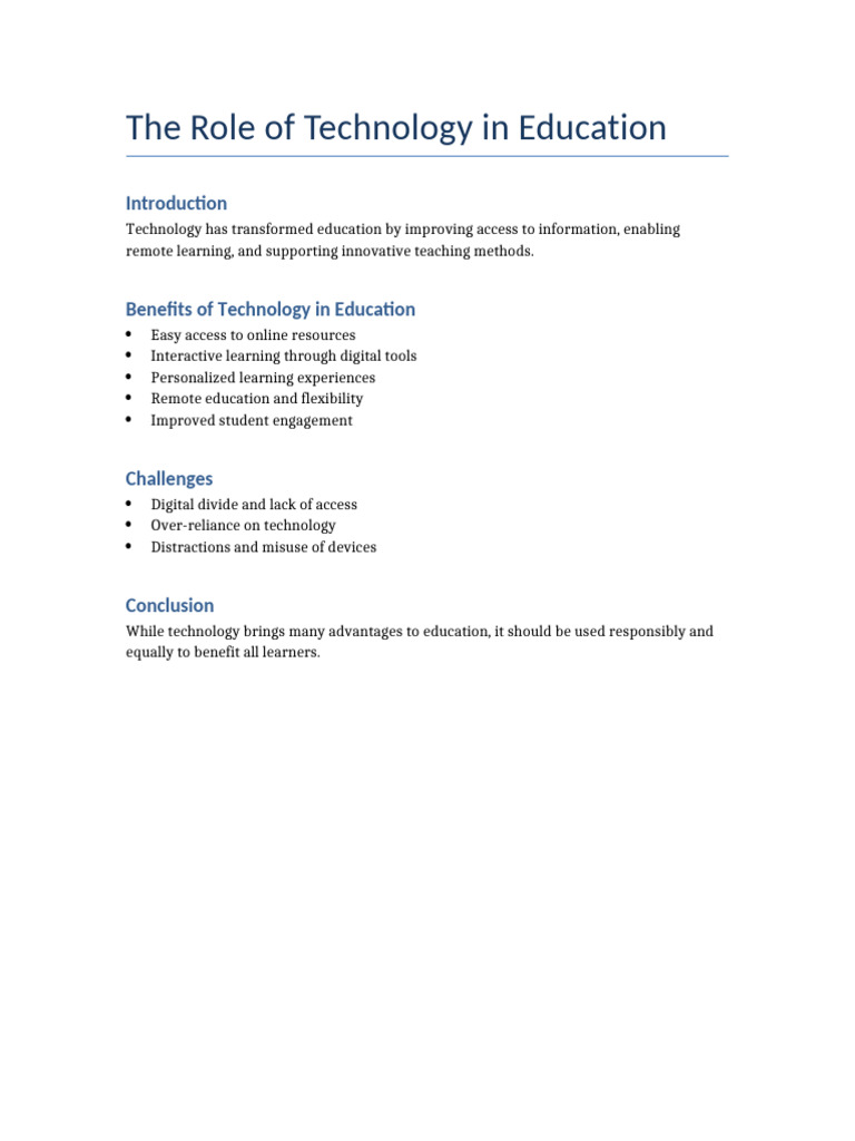 The Role of Technology in Education | PDF