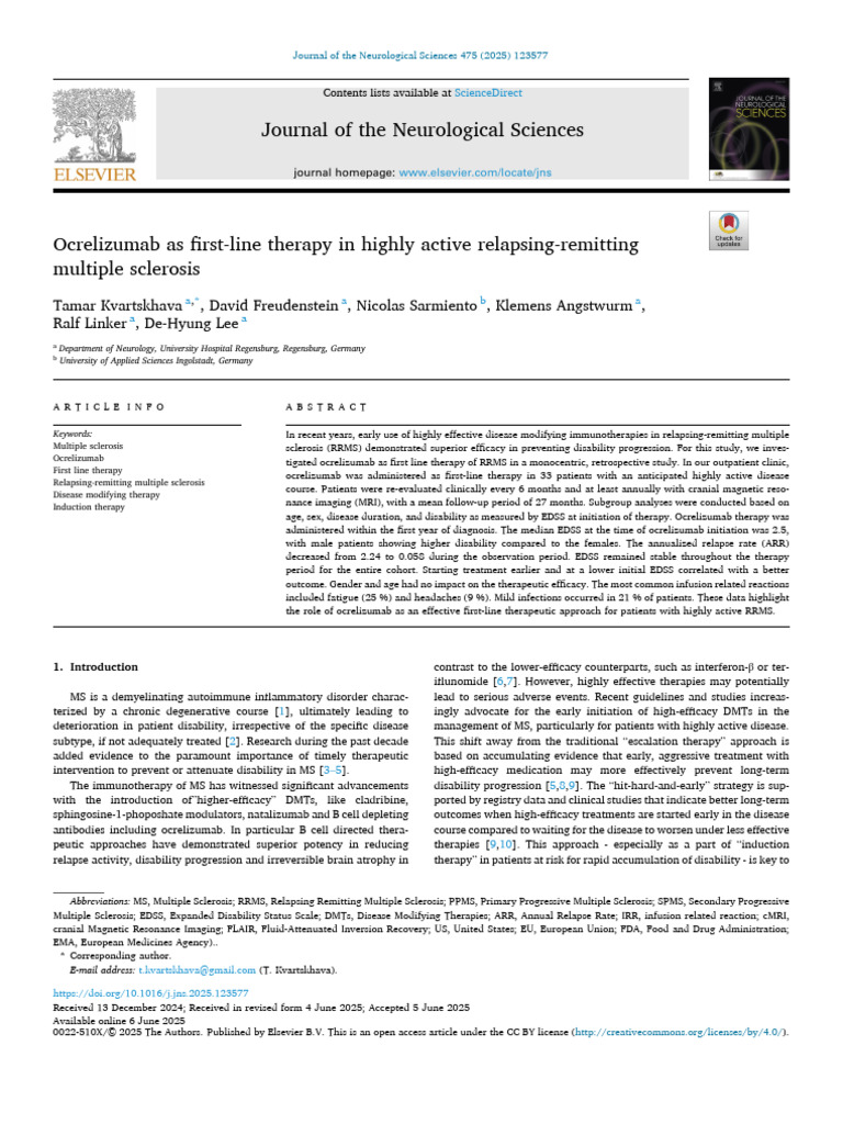 Ocrelizumab As First Line Therapy in Highly Active | PDF | Multiple ...