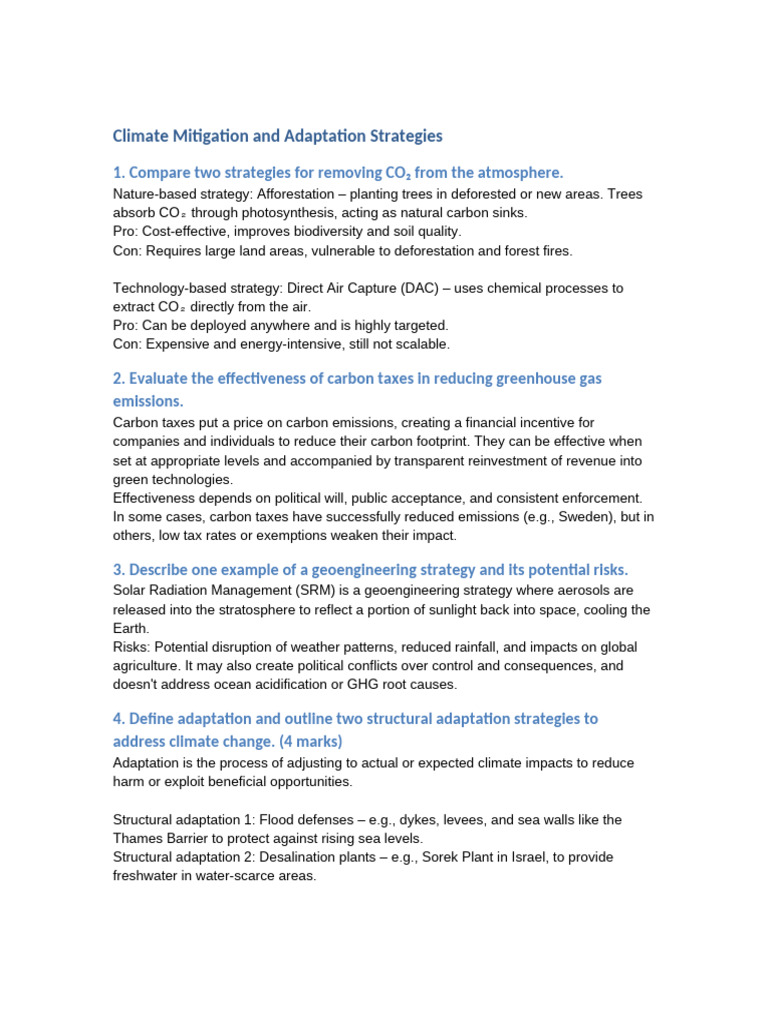 Climate Mitigation and Adaptation Strategies | PDF | Climate Change ...