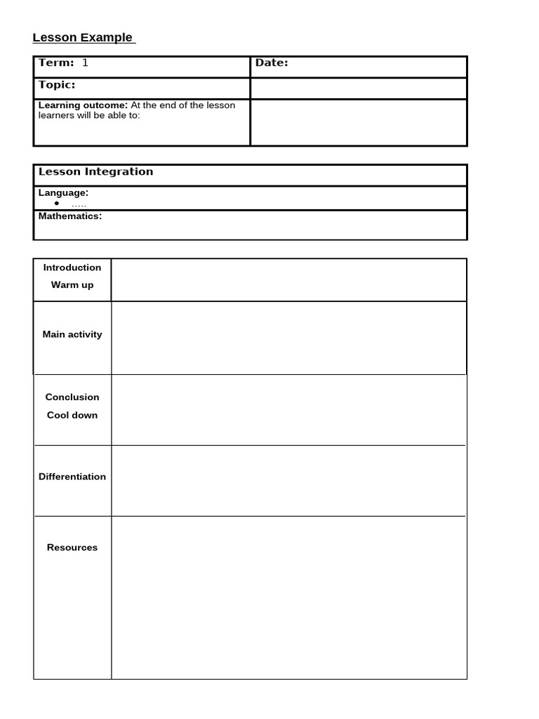Grade R Lesson Template UNISA | PDF | Educational Assessment | Reading ...