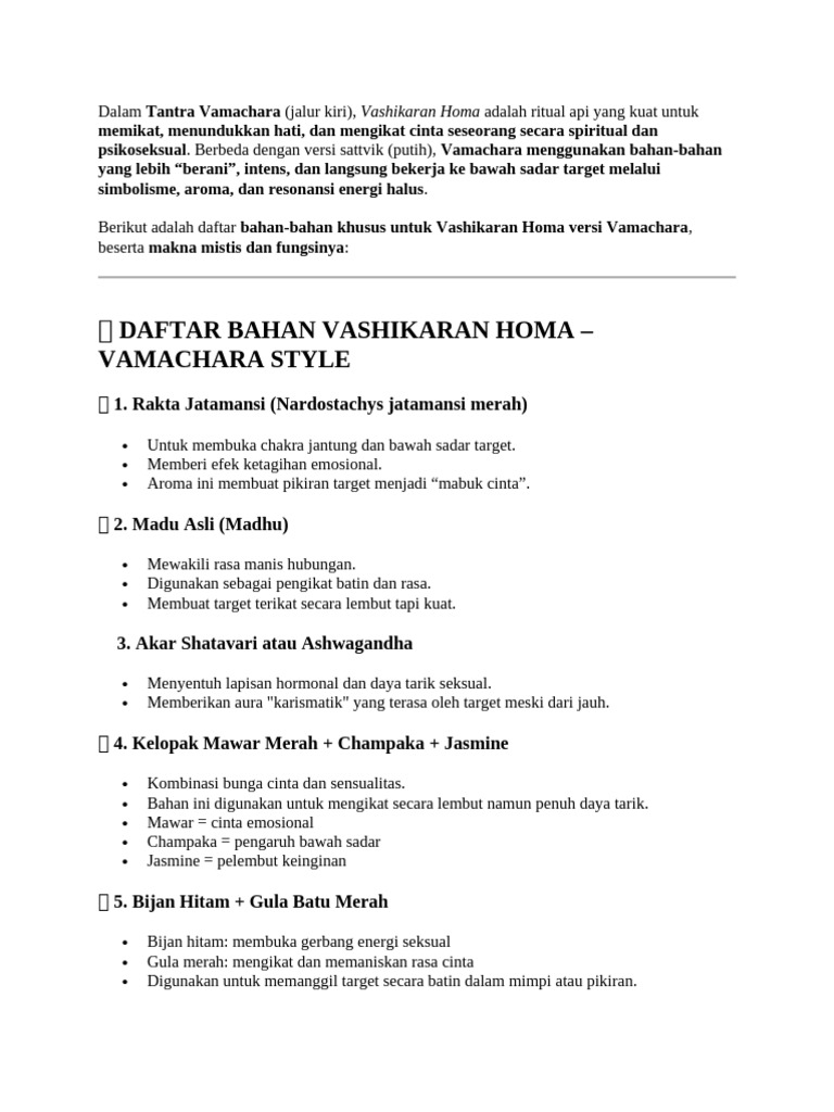 Vashikaran Homa: Ritual Cinta Vamachara | PDF