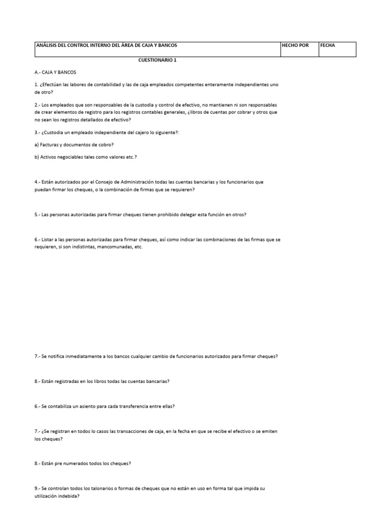 Control Interno en Caja y Bancos | PDF | Cheque | Bancos