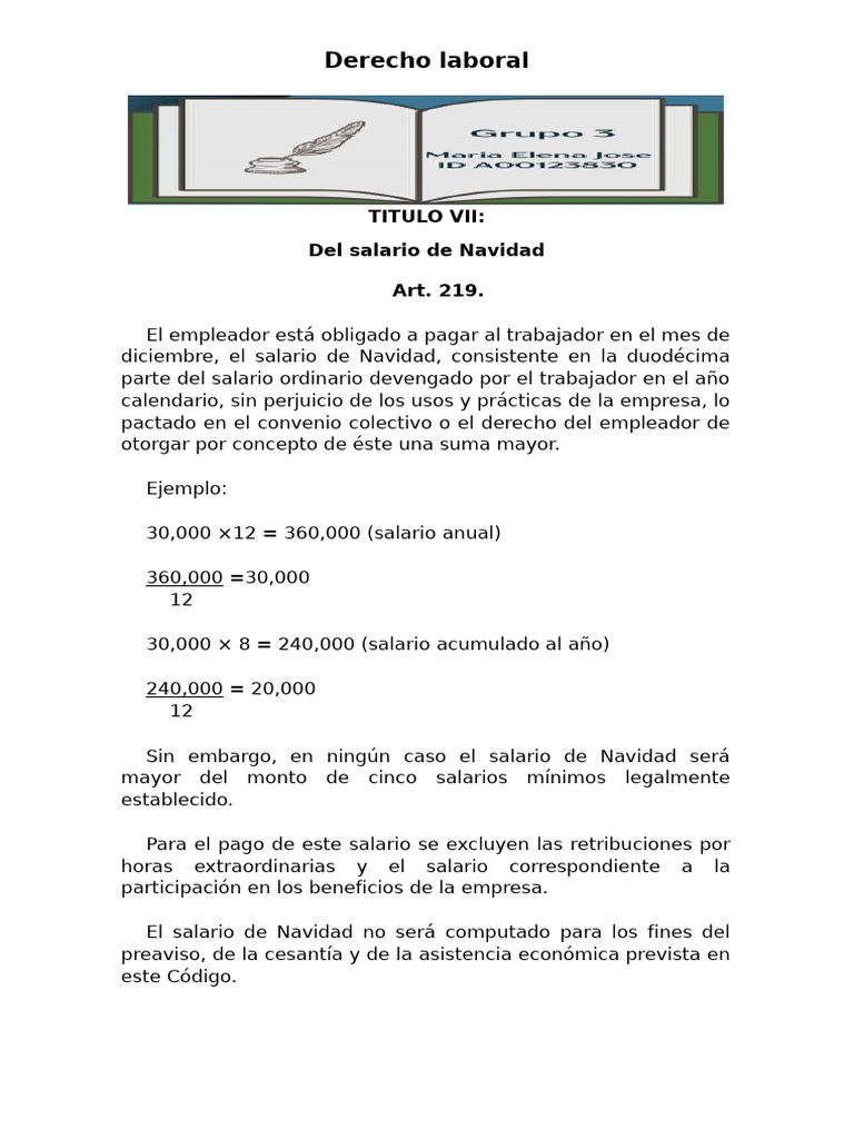 Salario de Navidad y Participación Laboral | PDF | Salario | Derecho ...