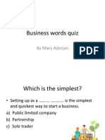 Business Words Quiz: by Mary Adorjan