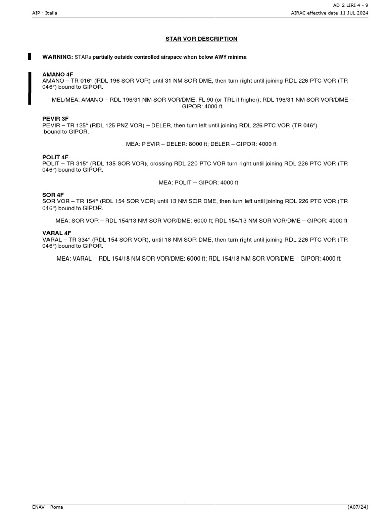 STAR VOR Procedures to GIPOR | PDF