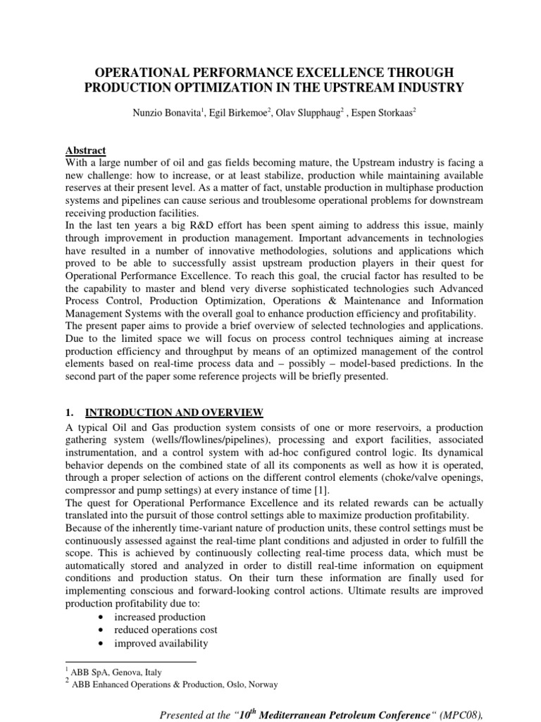 Upstream Performance Optimization Techniques | PDF | Petroleum ...