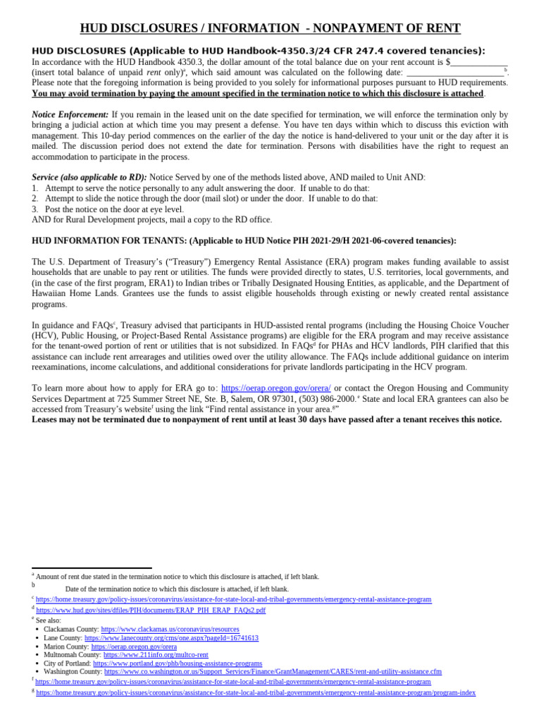 HUD Rent Nonpayment Disclosure Guide | PDF | Section 8 (Housing) | Lease