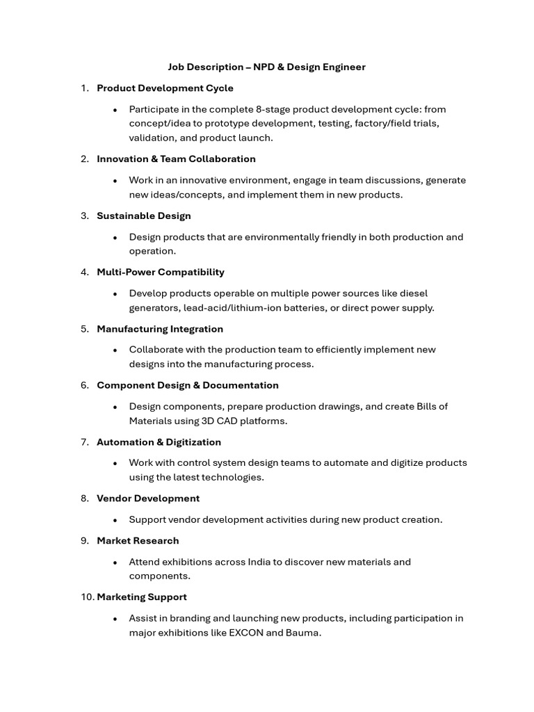 NPD & Design Engineer Job Overview | PDF