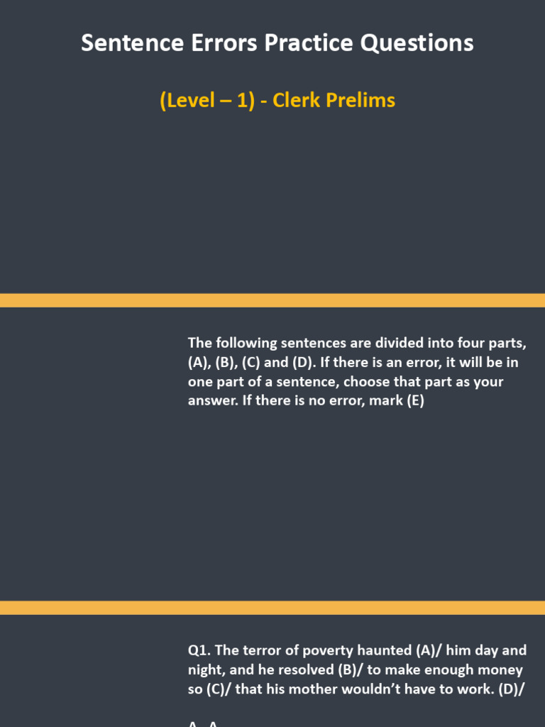 Sentence Error Correction Practice | PDF | Weight Loss | Dieting