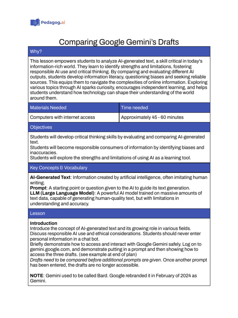 Comparing Google Geminis Drafts | PDF | Artificial Intelligence ...