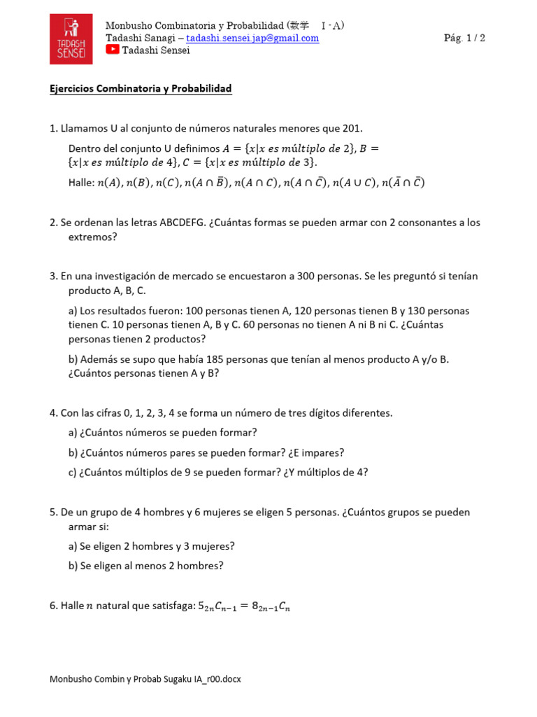 Monbusho Combin y Probab Sugaku IA_r00 | PDF | Matemáticas