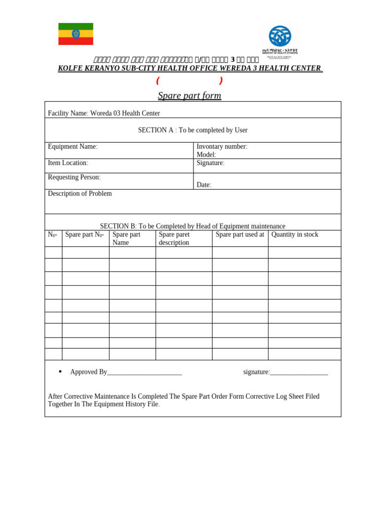 Spare Part Form | PDF