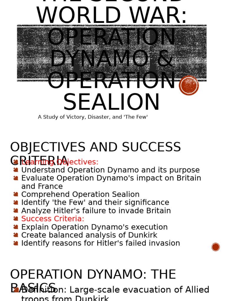 Dunkirk and Operation Sealion Overview | PDF | Battle Of Britain ...