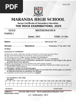 Mock 1 Mathematics Examination | PDF | Teaching Mathematics
