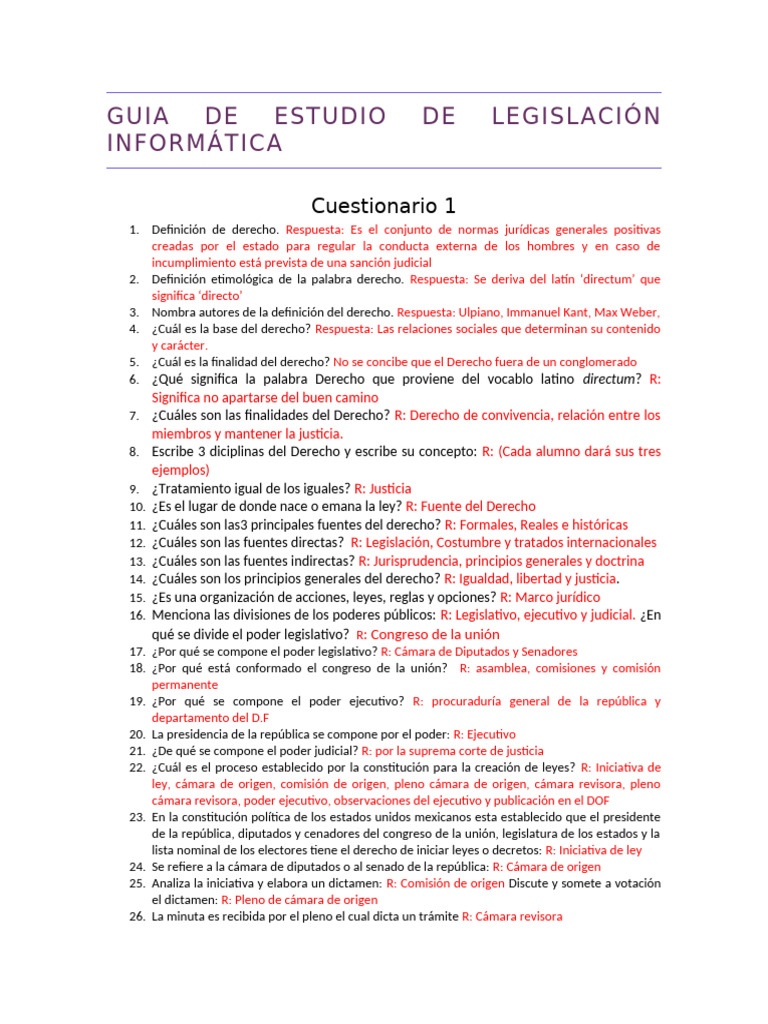 Guía de Estudio: Legislación Informática | PDF | Ejecutivo (gobierno ...