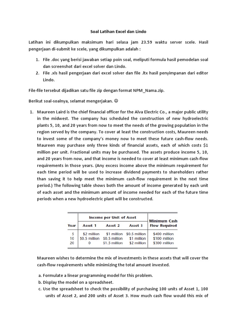 Soal Latihan Excel Solver Dan Lindo PDF Cost Of Goods